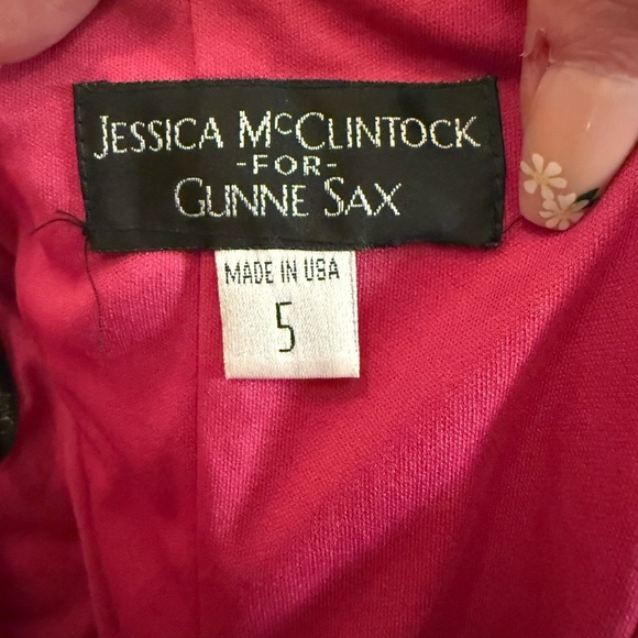 Vintage NWT Jessica McClintock x Gunne Sax Pink Metallic Strapless Gown size 5 - Picture 8 of 15